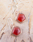 Abstract Carnelian and Copper Earrings