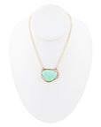 Abstract Green Chrysoprase and Golden Pendant Necklace
