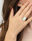 Abstract Green Chrysoprase and Golden Ring