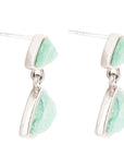 Abstract Green Chrysoprase Sterling Silver Drop Earrings