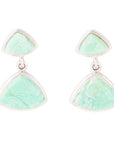 Abstract Green Chrysoprase Sterling Silver Drop Earrings