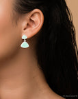 Abstract Green Chrysoprase Sterling Silver Drop Earrings