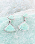 Abstract Green Chrysoprase Sterling Silver Drop Earrings