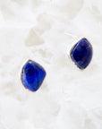 Abstract Blue Lapis and Sterling Silver Post Earrings