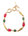 Abstract Multi Stone Adjustable Toggle Bracelet