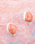 Abstract Orange Sponge Coral and Sterling Silver Stud Earrings
