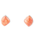 Abstract Orange Sponge Coral and Sterling Silver Stud Earrings