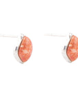 Abstract Orange Sponge Coral and Sterling Silver Stud Earrings