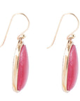Abstract Red Raspberry Quartz Golden Drop Earrings