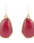Abstract Red Raspberry Quartz Golden Drop Earrings
