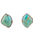 Abstract Blue Turquoise Sterling Silver Post Stud Earrings