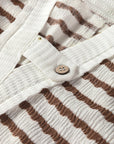 Stripe Textured Long Sleeve Hooded V-Neck Top