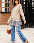 Mary Cable Texture Bohemian Ruffle Hem Sweater