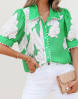Floral Ric-Rac Puff Sleeve Shirt