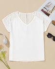 Novah Lace Crochet Textured Button Back Top