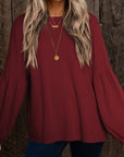 Madison Knit Jacquard Puffy Long Sleeve Top