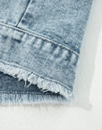 Denim Button Flap Pocket Frayed Vest