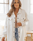 Rosalie Textured Flap Pocket Buttoned Shacket