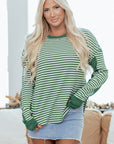 Stripe Thermal Knit Drop Shoulder Top