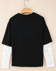 Hallie Lace Long Sleeve Insert Drop Shoulder Top