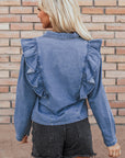 Trinity Denim Ruffled Casual Top