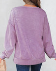 Solid Bow Patchwork Mineral Wash Sweatshirt