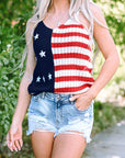 Stars and Stripes Flag Pattern Knitted Tank