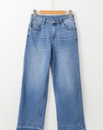 Denim Raw Hem Straight Leg Jeans