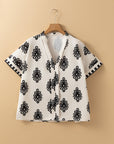 Short Sleeve V Neck Blouse
