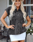 Chaya Flap Pocket Button Up Raw Hem Denim Shirt