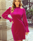 Georgia Smocked Ruffled Puff Sleeve Velvet Dress