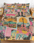 Baha Ranch Retro Pop Western 3-Piece Bedding Set (1 Duvet Cover + 2 Pillow Shams) – 102"×90"