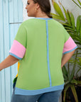 Juliet Plus Size Exposed Seam Patchwork Top
