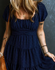 Malaya Swiss Dot Tied Tiered Dress