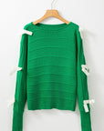 Bow Cut-Out Round Neck Sweater