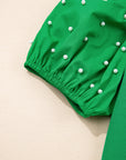 Pearl Beaded Ribbed Puff Sleeve Top