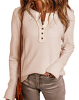 Sydney Waffle Knit Textured Henley Top