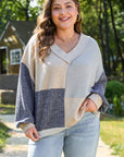 Elaina Plus Size Textured V Neck Top
