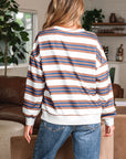 Stripe Crewneck Drop Shoulder Sweatshirt