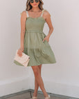 Opal Smocked Self-tie Straps Ruffled Dress