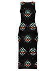 Southwestern Aztec Sleeveless Bodycon Side Slit Western Maxi Dress