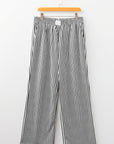 Stripe Pocketed Elastic High Waist Pants