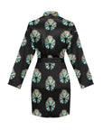 Turquoise Naja Women's Long Sleeve Belted Satin Feel Dressing Lounge Robe