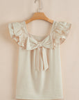 PB Bow Tie Ruffle Sleeve Top