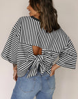 Stripe Bow Back Cutout Tee