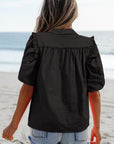 Analeia Frilly Puff Sleeve Stylish Collared Shirt