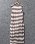 Denver Striped Print Sleeveless Buttoned Maxi Dress