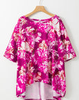 Plus Size Floral 3/4 Sleeve Blouse