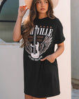 Harlee Nashville Guitar Crew Neck T Shirt Dress
