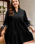 Plus Size Colorblock Knot Cuff Mini Dress